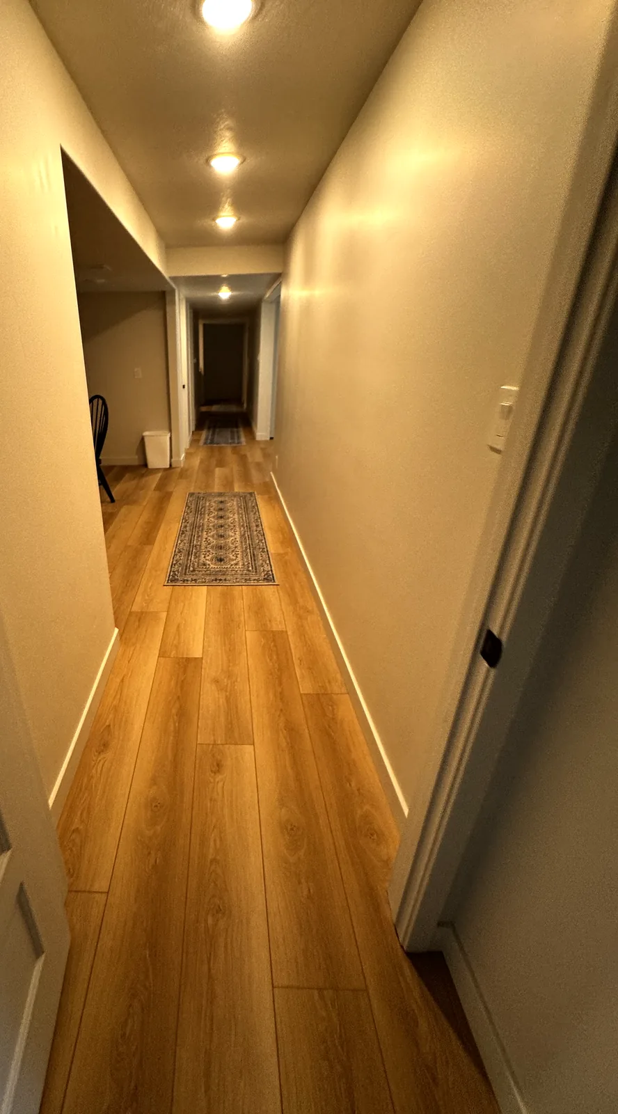 Hallway left clean and clear after a restoration deep clean in Salt Lake City, Utah