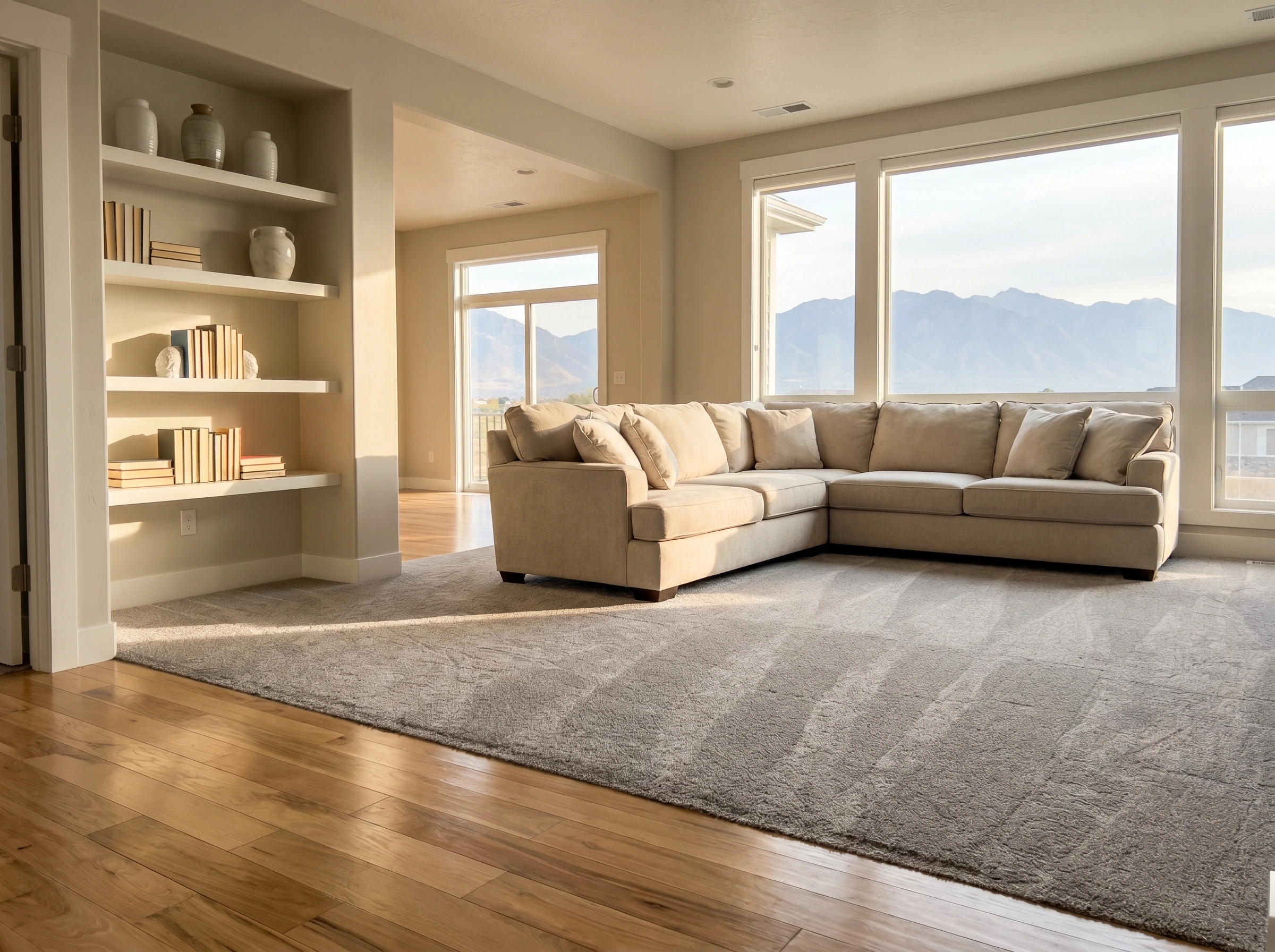 Recurring house cleaning service in Draper Utah — spotless living room maintained by My Pristine Home